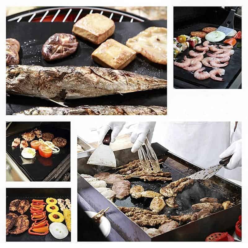 Grilling Mat - Prevent Food from Sticking to or Falling Through The Grate.  The Reusable BBQ Grill Mat Will Produce Professional Quality Barbecues. Use