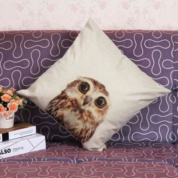 Vintage Owl Cotton Pillow Cover