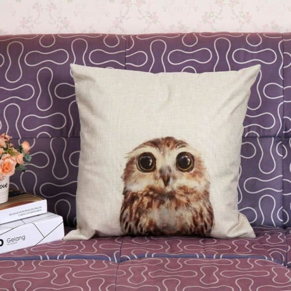 Vintage Owl Cotton Pillow Cover