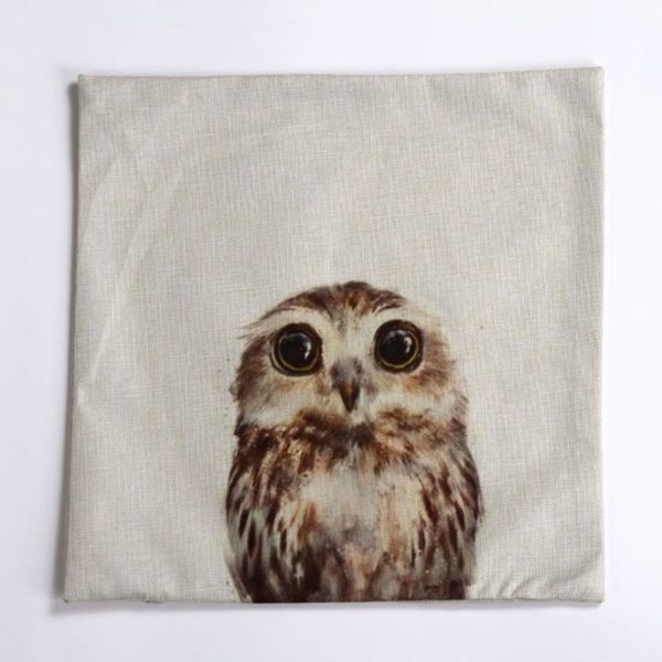 Vintage Owl Cotton Pillow Cover