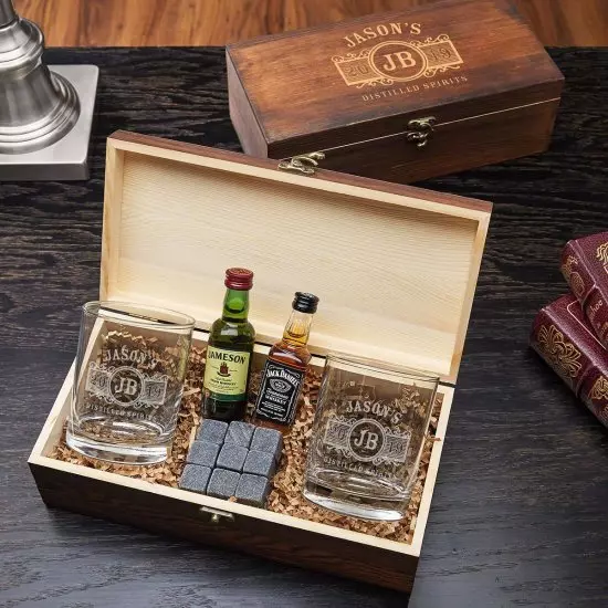 housewarming gift ideas for men - Wine, whiskey, and champagne set