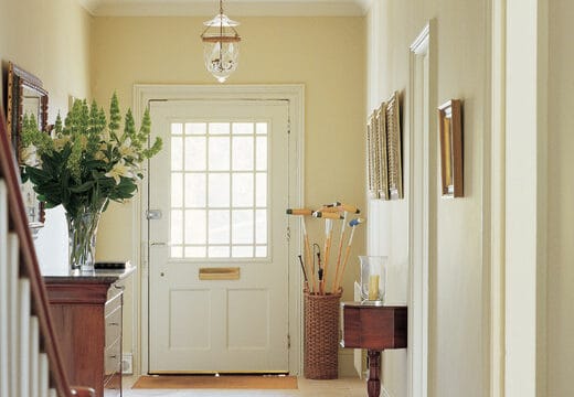 how to brighten a dark hallway - white hallway