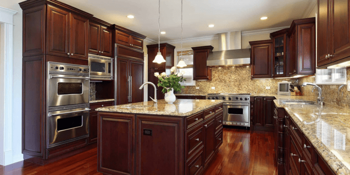 how to lighten up a kitchen with cherry cabinets - modern kitchen with cherry cabinets