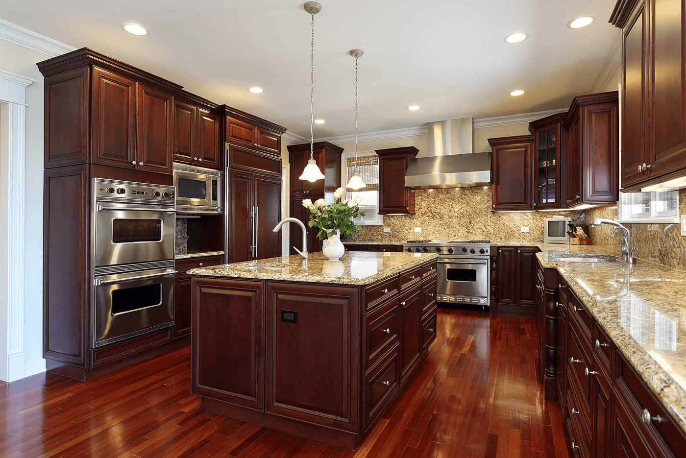 how to lighten up a kitchen with cherry cabinets - modern kitchen with cherry cabinets