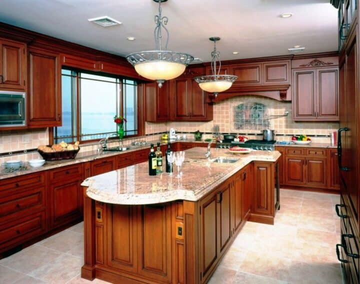 how to lighten up a kitchen with cherry cabinets - kitchen with cherry cabinets