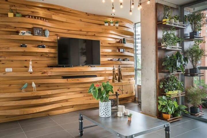 how to modernize cedar walls - textured cedar wall
