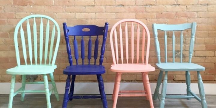 how to paint kitchen chairs - colorful painted chairs